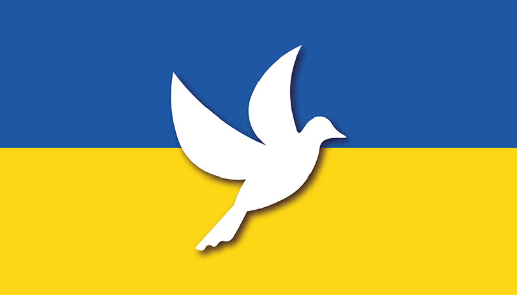 Ukraine flag with dove 4 x 3